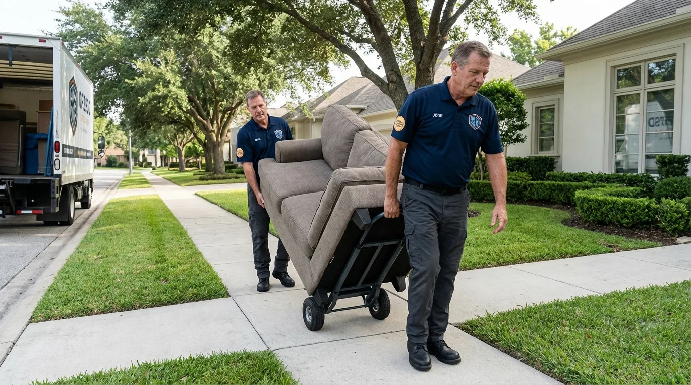 Local residential moving crew loading furniture in Santo Domingo Pueblo, NM